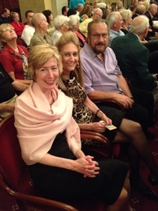 Linda, her sister Roslyn, and her husband Cal waiting to dig some Mozart, Haydn and Strauss in Vienna.